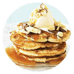 3. Pancake with vanilla ice cream and maple syrup